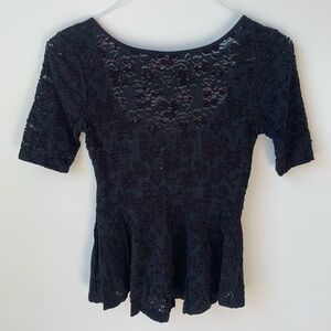 Low Back Black Lace Peplum Top